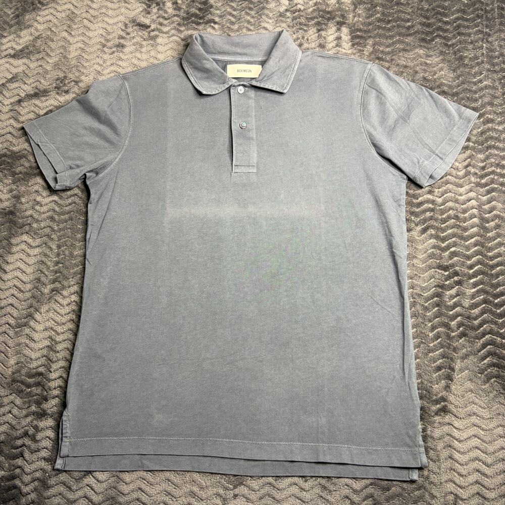 Buck Mason Sueded Cotton Polo Shirt Mens Small Gray Short Sleeve